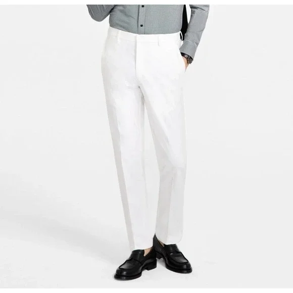 Michael Kors Mens Classic fit Dress Pants 40W 30L White Solid F02219 - Picture 1 of 5